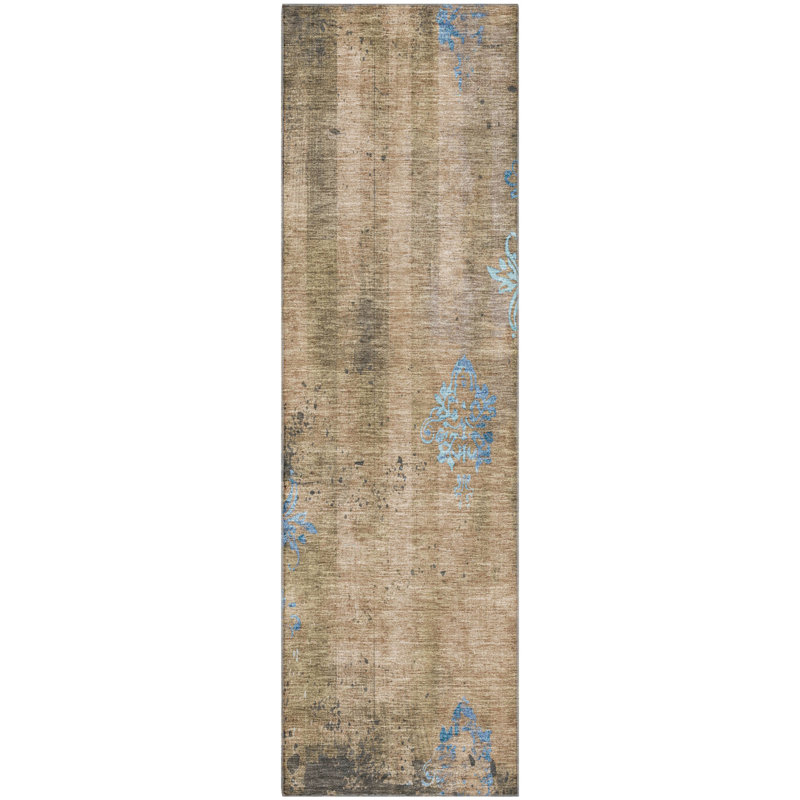 Premium Machine Washable Jacquez AMF1788 Floral Rug, Runner 2'3" x 7'6"