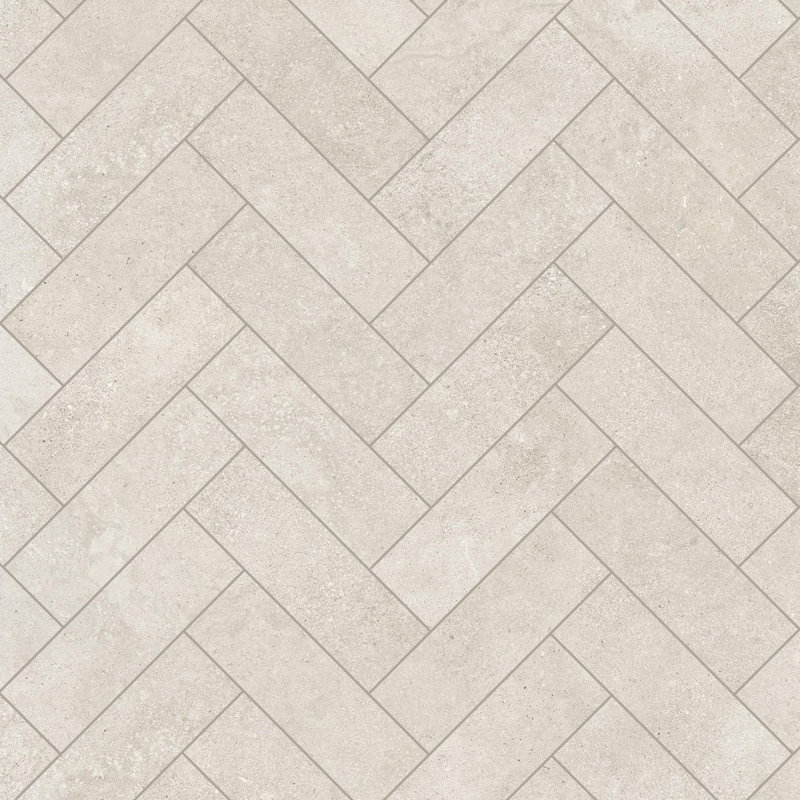 Vienna Limestone 2X6 Herringbone Mosaic Cloud, Gray