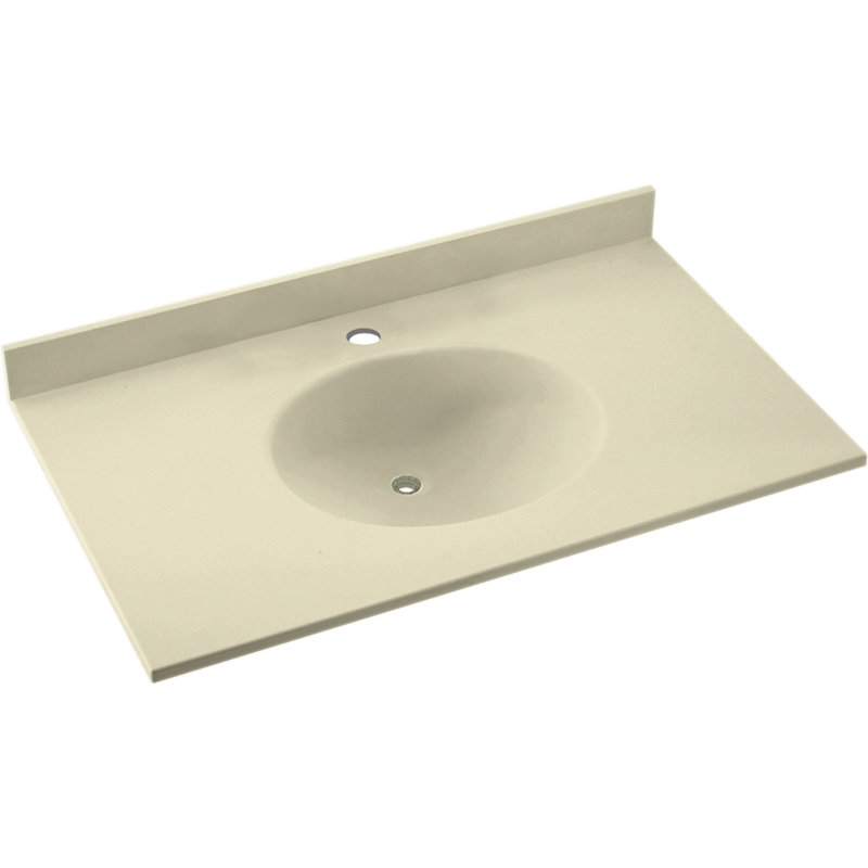 61'' Solid Surface Single Bathroom Vanity Top with Sink, Bone