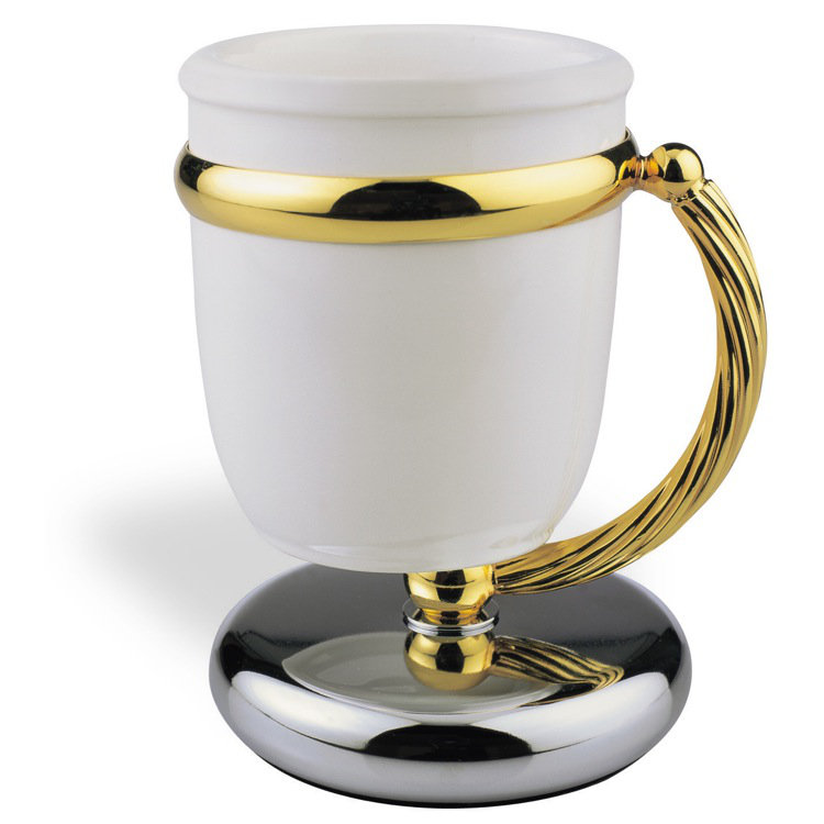 Verre Giunone et porte-verre, Chrome et or