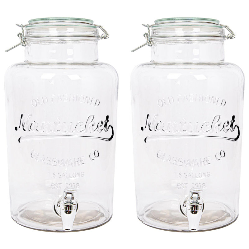Rink Drink 2x Glass Drinks Dispensers with Tap, 6.5L