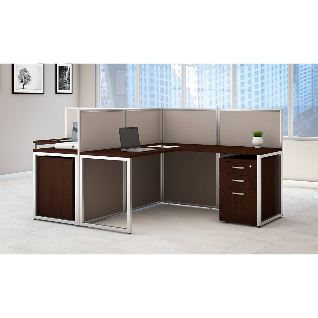 Easy Office Benching Workstation - Reversible Bush Business Furniture Color: Mocha Cherry