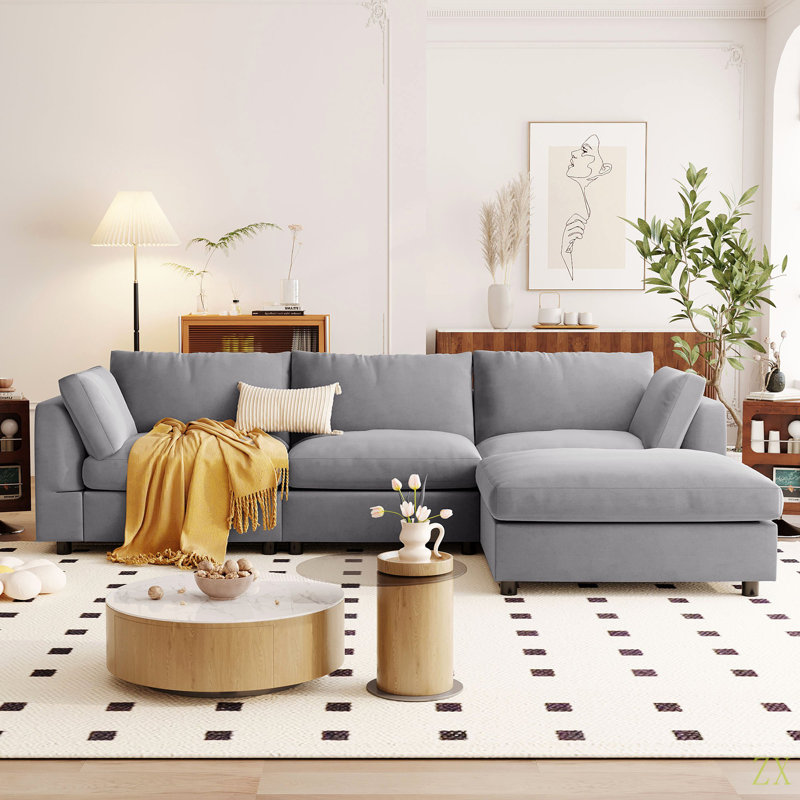 Upholstery Convertible Sectional Sofa, L Shaped Couch With Reversible Chaise
