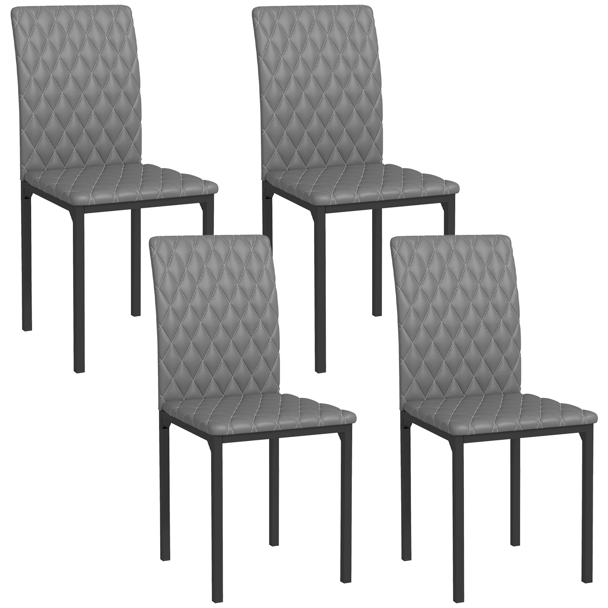 Ebern Designs Dining Chairs Set of 4, Upholstered Faux Leather Accent