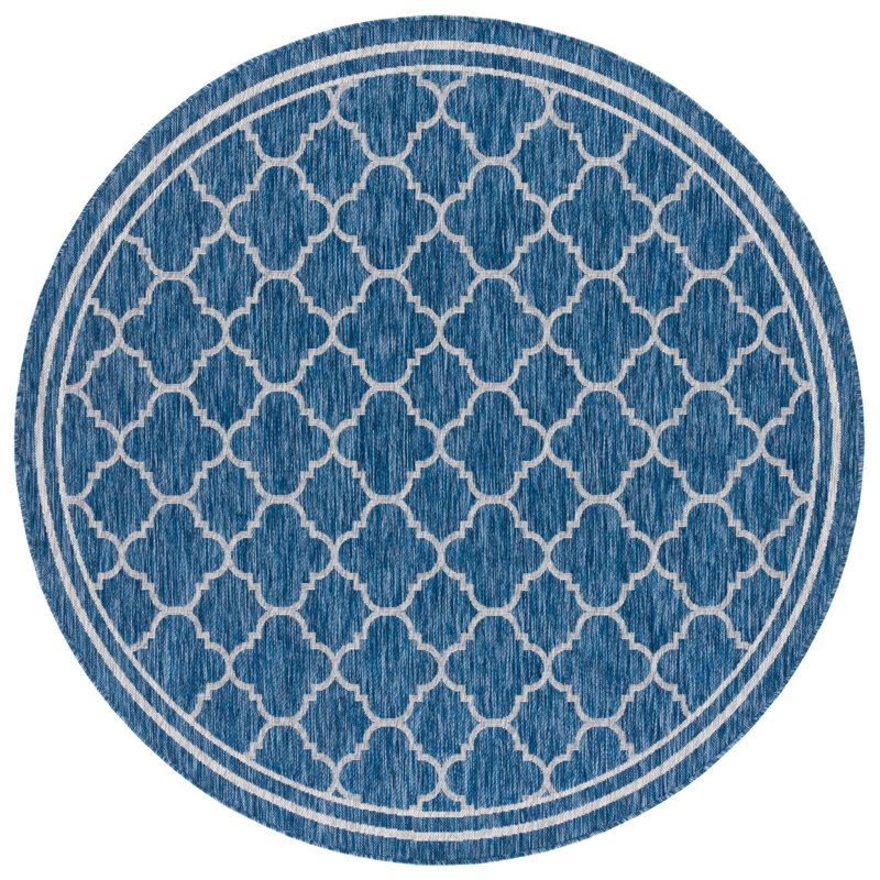 Alminas Performance Geometric Indoor/Outdoor Area Rug, Round 6'7"