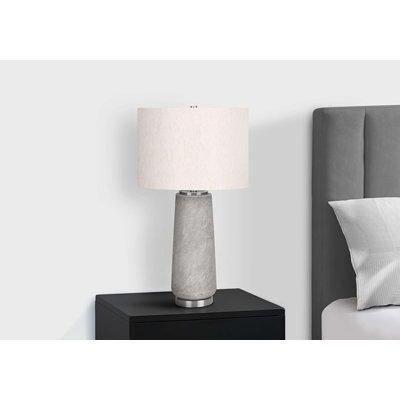 Lighting, h 29 po, lampe de table, résine grise, abat-jour ivoire / crème, moderne