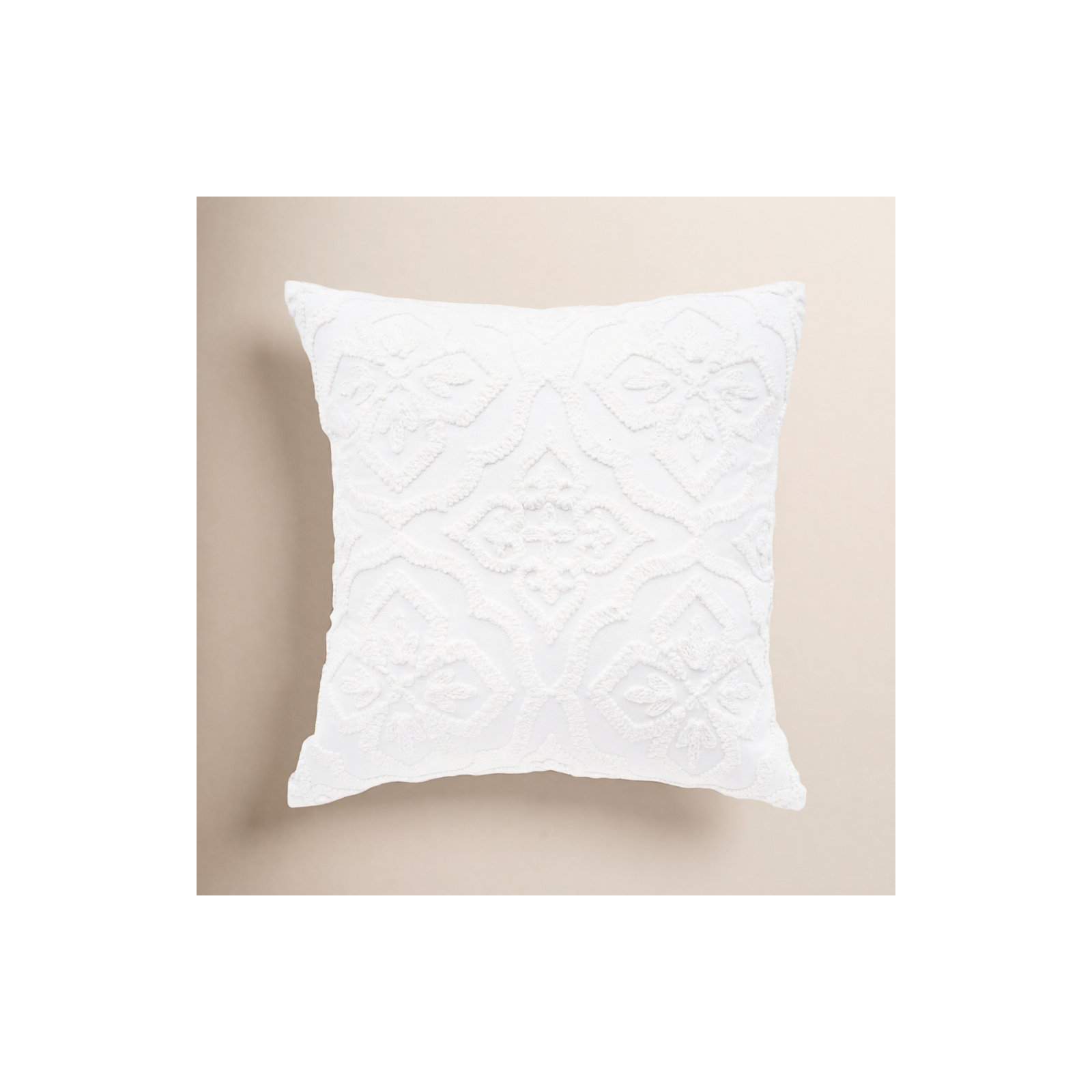 Brittania Throw Square Pillow Cover & Insert, White