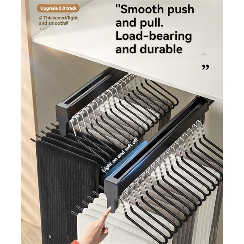 Extendable Trousers Rack With Slide Rail, 3" H x 1" W x 18" D