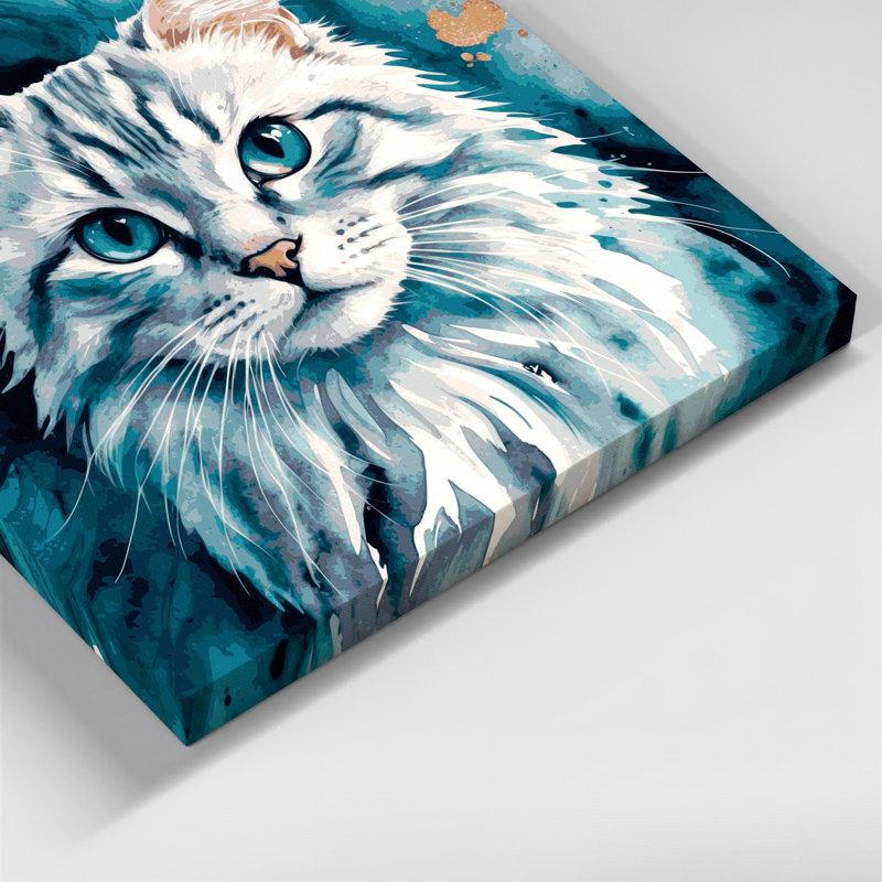 Cats Ojos Azules White Canvas Wall Art, 16" H x 20" W