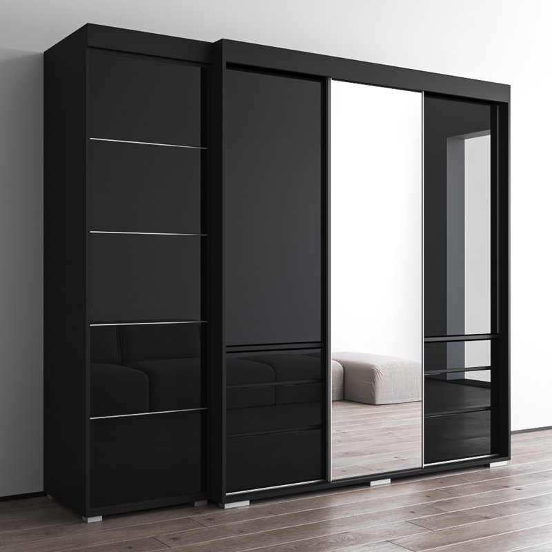 Armoire 94,2 "avec 1 miroir Monaco 94,2", Noir