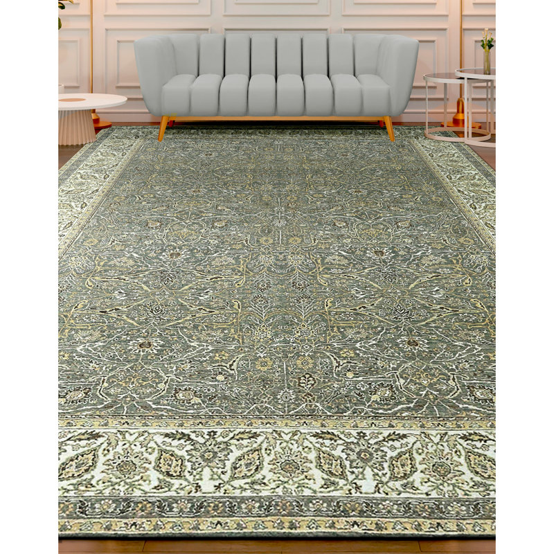 Tapis rectangulaire en laine noué à la main, Rectangle 9 pi x 12 pi