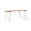 Table de salle à manger d'extérieur avec plateau en bois d'acacia à lattes et pieds en métal blanc pour terrasse ou terrasse