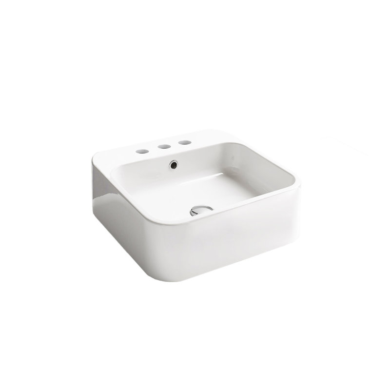 Cosa 18.9'' L Bathroom Sink, Three Holes, Glossy White