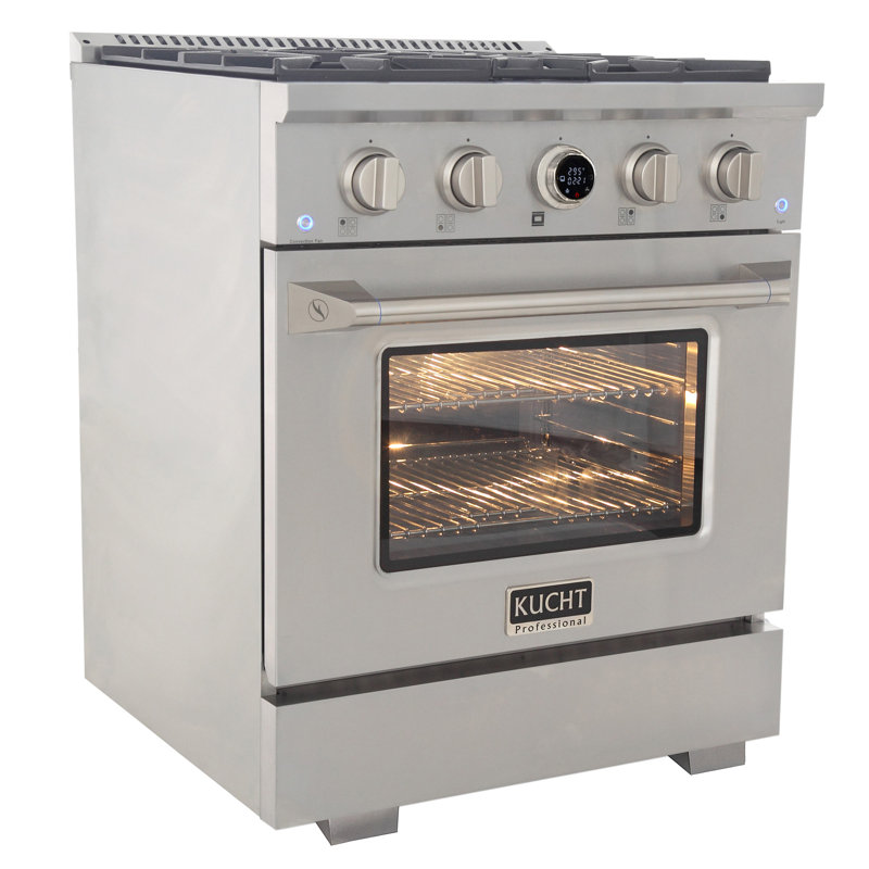 KUCHT 30 in. 4.2 cu. ft. 4 Burners Dual Fuel Range for Propane Gas in Stainless Steel with Kucht Horus Thermostat