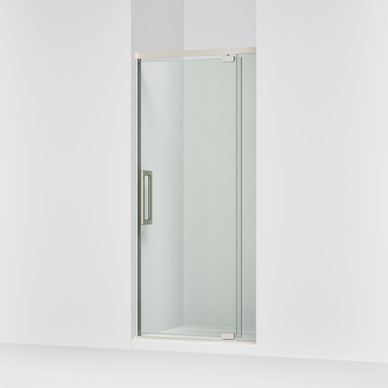 Statement76" H Pivot Shower Door With 5/16"-Thick Glass, Brushed Nickel