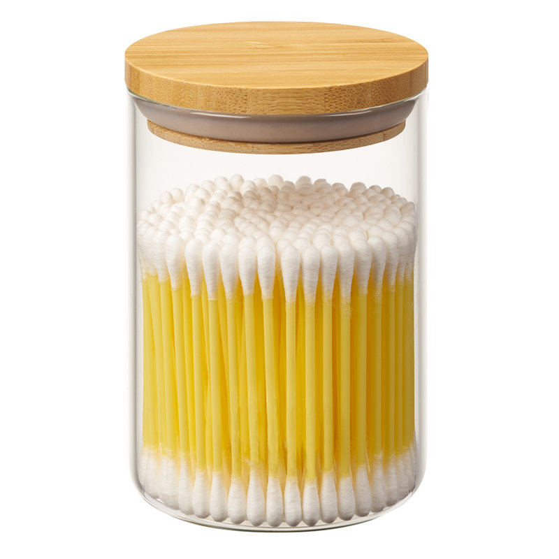 Clear Glass Cylinder Canisters with Bamboo Lids - Set of 3
