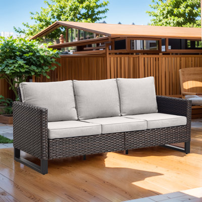Naresa 3-Seat Patio Outdoor Sofa, All-Weather PE Wicker