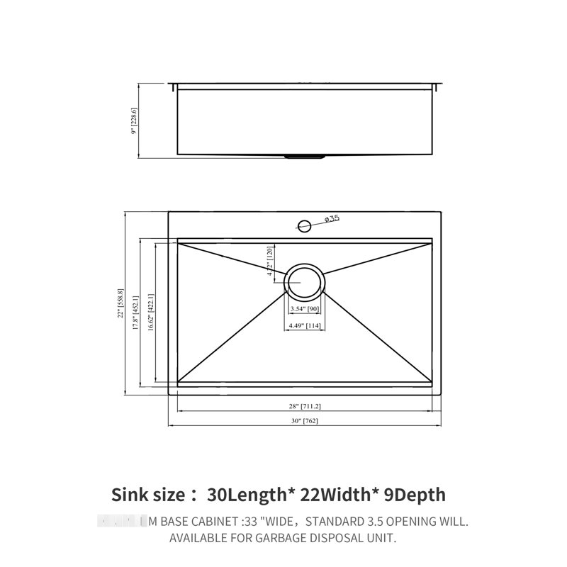 18 Gauge Workstation Kitchen Sink With Ledge For Expanded Space - 30" Drop In Extra Stainless Steel
