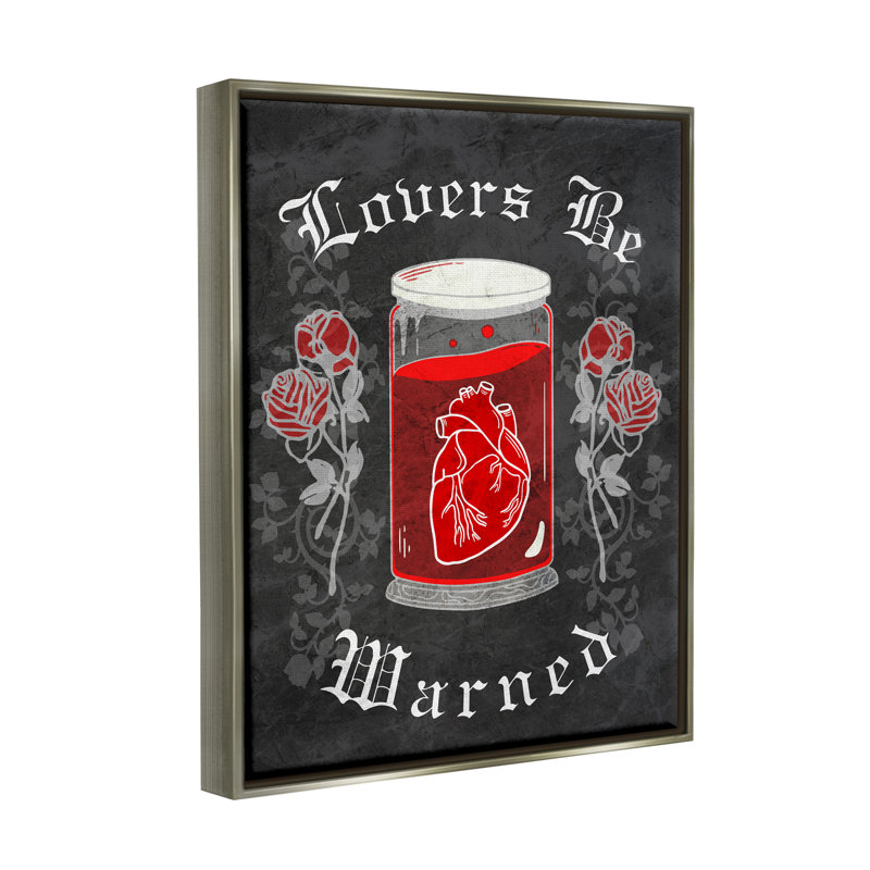 «Spooky Heart In Jar» encadré sur bois par Lil 'Rue, impression, H 21 po x l 17 po x P 1,7 po, Cadre flottant gris lustré