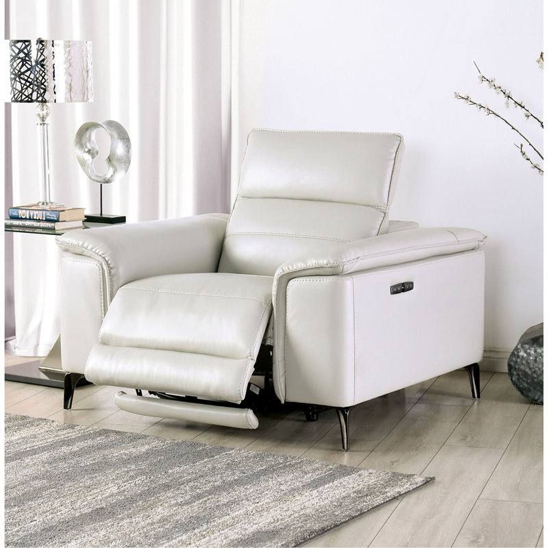Contemporary Style Power Recliner, Taupe