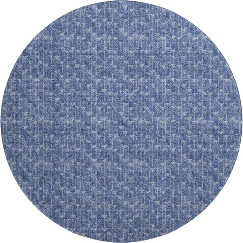 Premium Machine Washable Cerrito AMF514 Navy Rug, Round 8'
