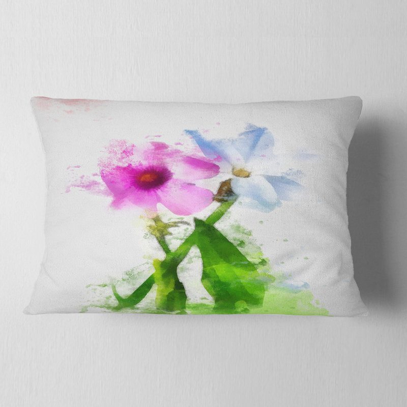 Mauve mauve et camomille bleue - coussin à imprimé floral