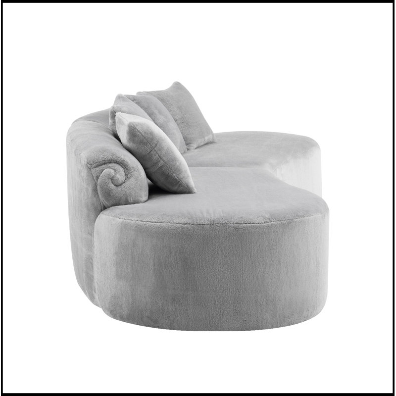 Canapé modulaire en velours avec 4 coussins, Gris clair