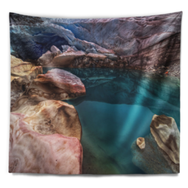 Tapisserie bleu profond en glacier de paysage, H 50 po x l 60 po