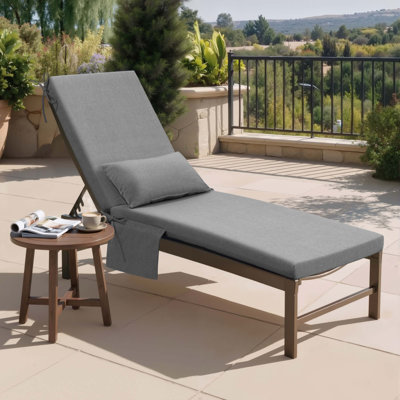 Outdoor Chaise Lounge Cushion with Pocket and Pillow