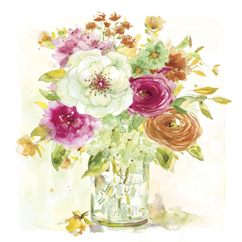 Garden Jar IV by Elizabeth Franklin - Wrapped Canvas Painting, 91cm H x 91cm W