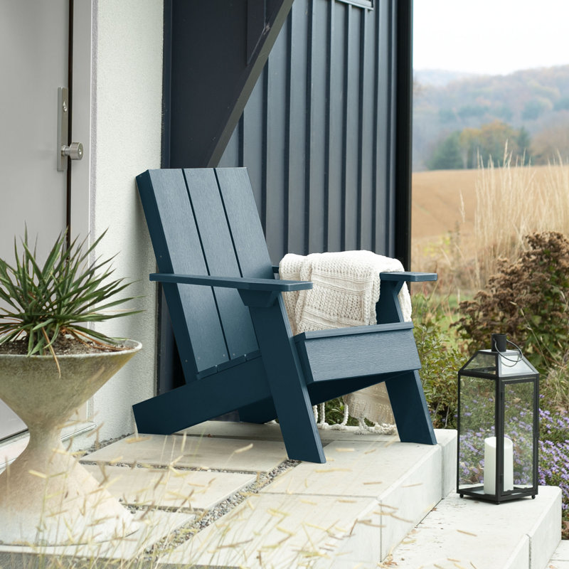 Cania Outdoor Adirondack Chair With Ottoman, Nantucket Blue