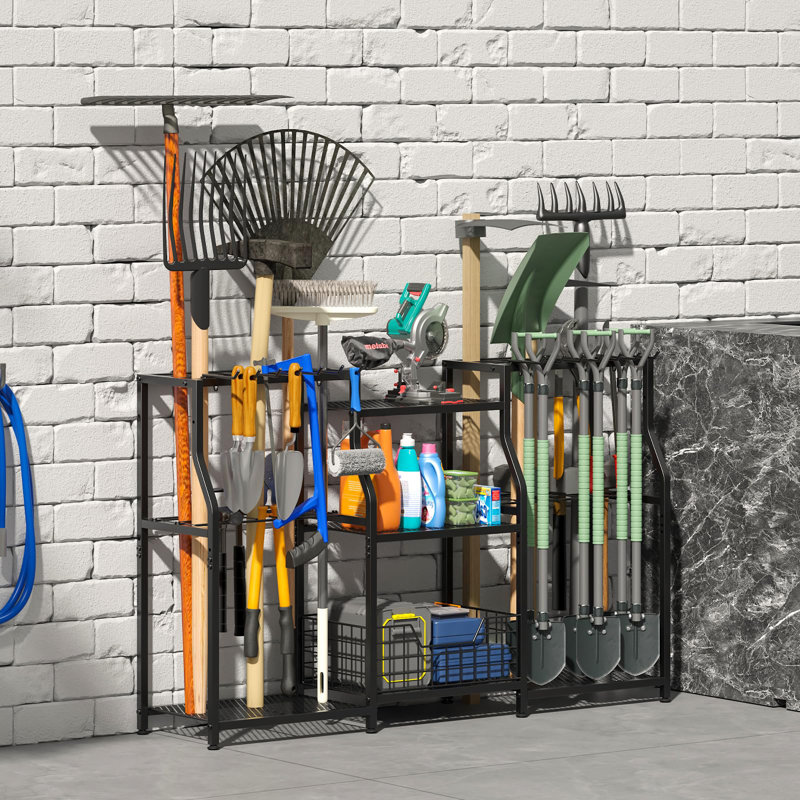 Organisateur de jardin, porte-outils de jardin robuste pour l'organisation et le rangement du garage, porte-outils de jardin à 3 niveaux