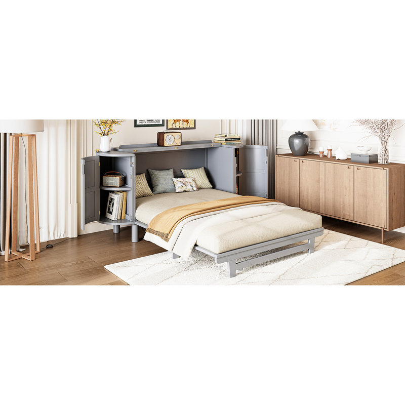 Grand lit pliable gris avec détails tissés Scratch - Finition et rangement