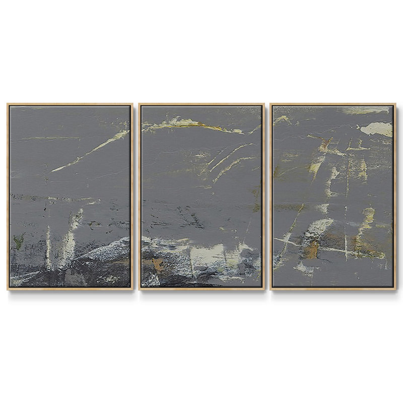 Mystique abstrait I - Toile encadrée multi-pièces, H 40 po x l 78 po x P 2 po, Naturel