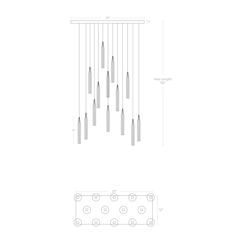 Cristalli 14 Pendant Lights, White, 48" H x 29" W x 14" D