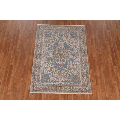 Tapis turc Oushak en laine noué à la main 4 x 6