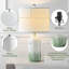  Lampe de table 23 po en céramique verte et blanche moderne avec éclairage à 3 intensités pour le salon, la chambre et le bureau-960378108