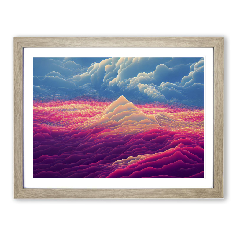 Lush Mountain - Single Picture Frame Print, 46cm H x 64cm W x 2cm D, Oak