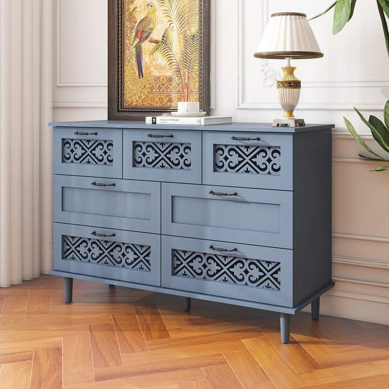 Charmante armoire à 7 tiroirs pour différentes pièces, rehaussant le rangement et le style, Bleu