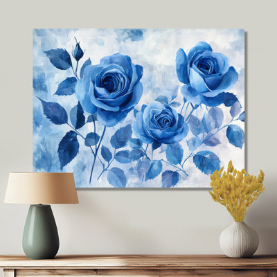 «Blue Velvet Roses Garden Of Loves I», art mural sur toile Roses