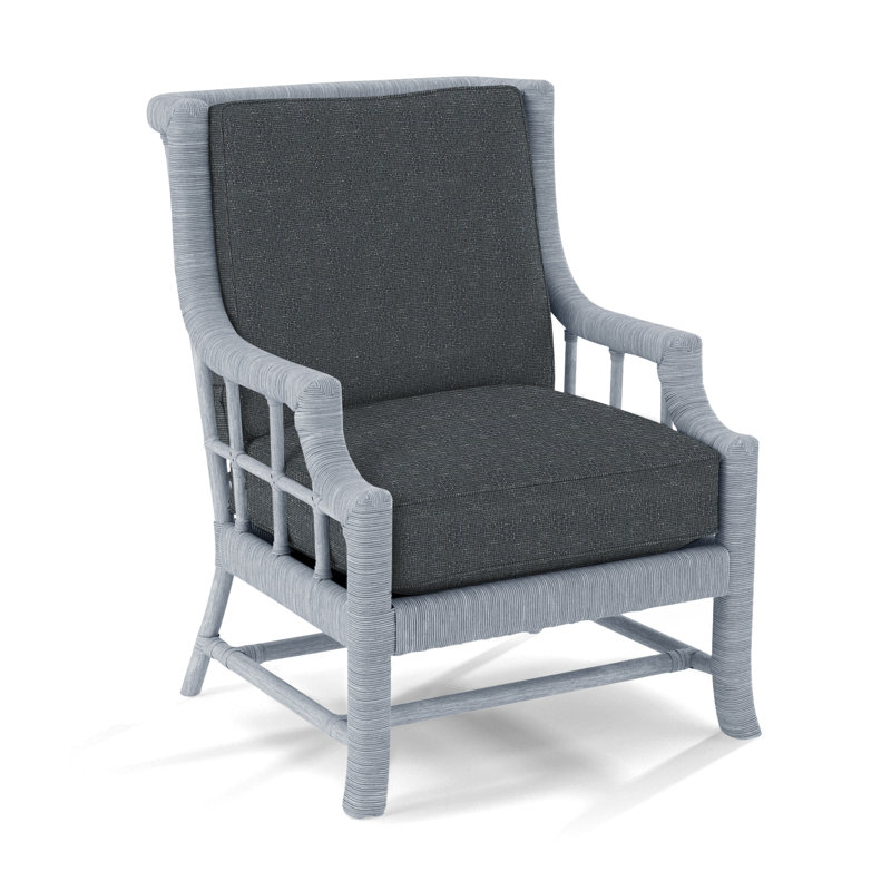 Fauteuil Lafayette, Verre de mer, Bleu géométrique 0425-63