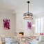 Lustre tambour 4 lumières de 15,7 po à intensité variable, cristal noir K9 Farmhouse pour îlot de cuisine, salle à manger