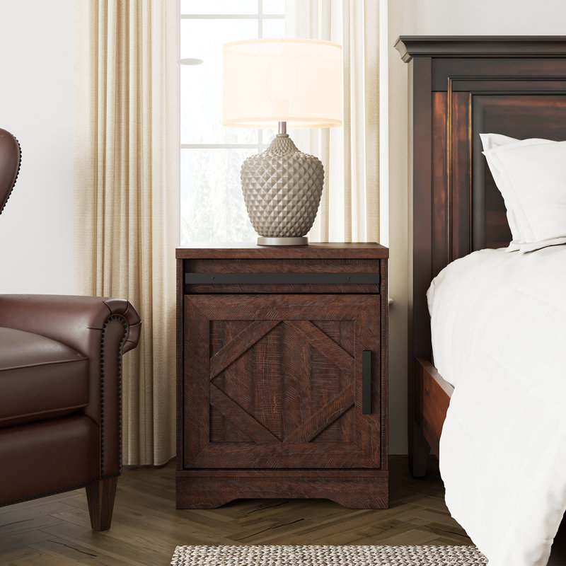 1-Drawer Manufactured Wood Nightstand with Cabinet , Brown