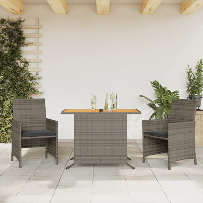 Vidaxl 3 Piece Bistro Set With Cushions Brown Poly Rattan by VidaXL
