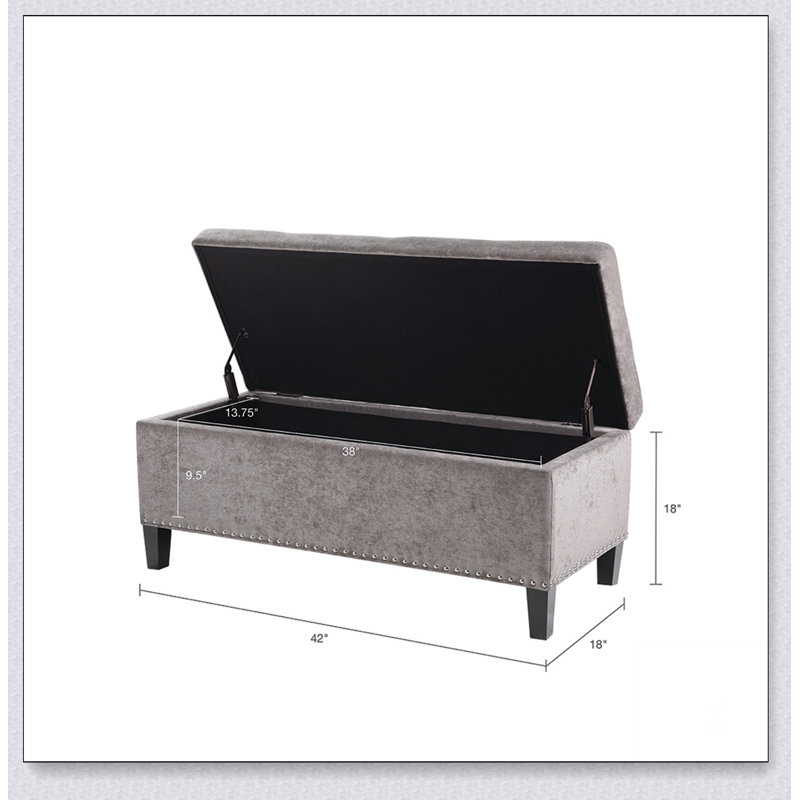 Banc de rangement touffeté à fermeture douce et confortable, Taupe