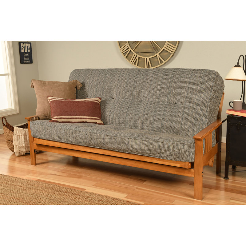 Johnte Full-Size Futon Frame and Full-Size Innerspring Mattress, À ressorts, Port maritime Taxi, Noyer cendré