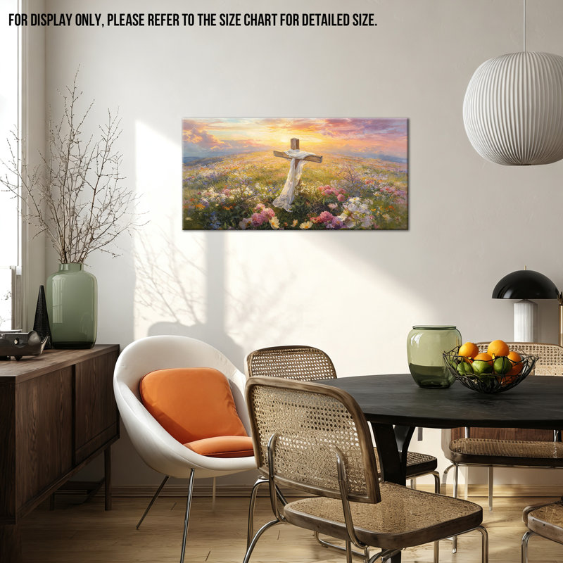 Grande croix de Pâques, reproduction d'art sur toile, impression d'art chrétien, impression de toile de fond au printemps