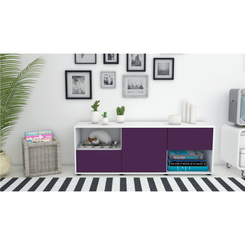 Wurth Unfinished TV Stand for TVs up to 60", Purple / Matte White