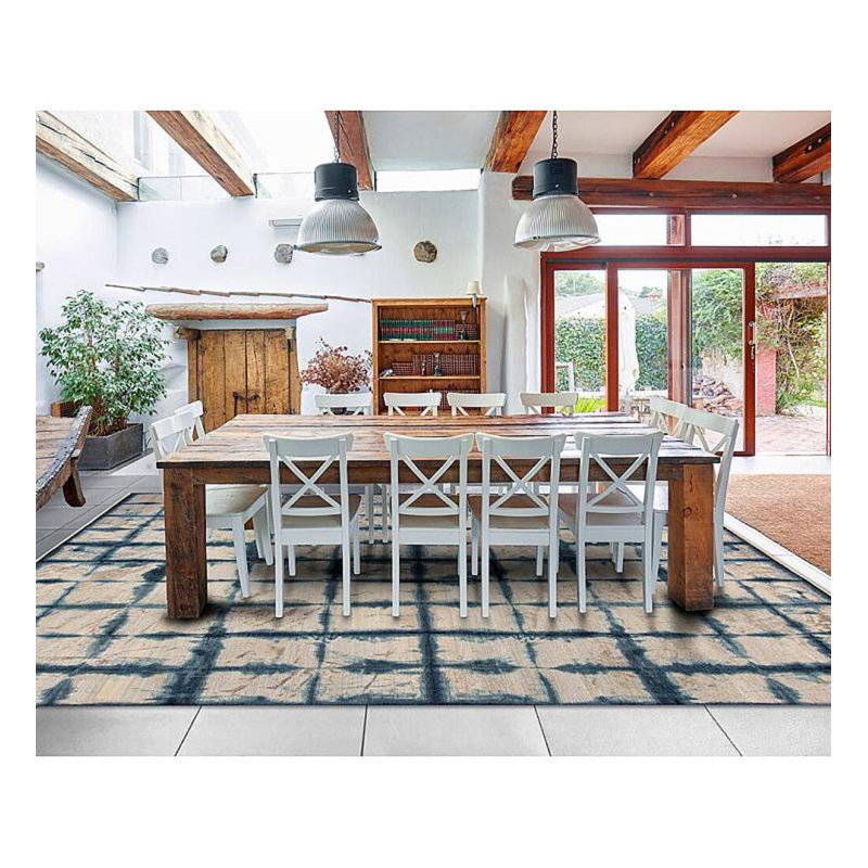 Tapis rectangulaire en laine Shibori, Rectangle 6' x 9'