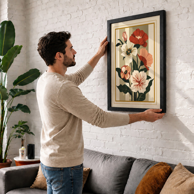 Five Flowering Stems Botanical - Framed Print, A4 - 29.7 x 21.0 cm, Unframed